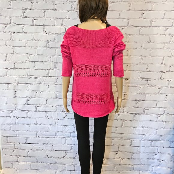 Chelsea & Theodore, Hot pink open knit sweater - Picture 6 of 9